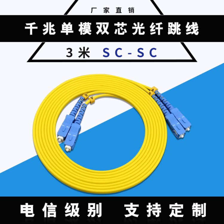 【廠(chǎng)家直銷(xiāo)】3米SC-SC單模雙芯 光纖跳線(xiàn) 電信級(jí) 快速訂做