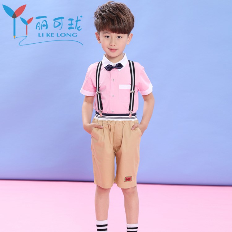 夏季新款男女童夏裝背帶班服小學(xué)生校服 幼兒園園服套裝廠家直銷