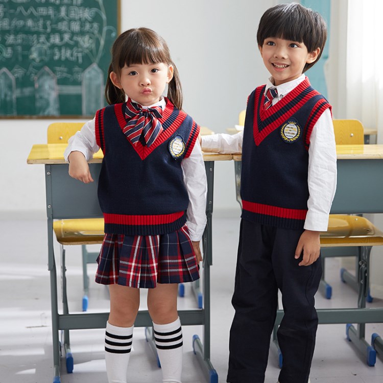 2018秋冬季新款幼儿园服儿童英伦校服小学生针织校服套装四件套