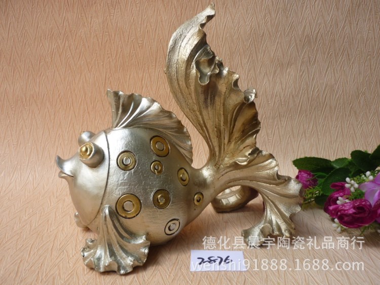 創(chuàng)意樹脂藝術(shù)工藝品 歐式家居裝飾 樹脂動(dòng)物金魚禮品擺設(shè)A2876