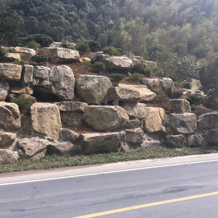 景觀假山制作 公園草坪綠化石美化水溪駁岸 庭院駁岸假山制作