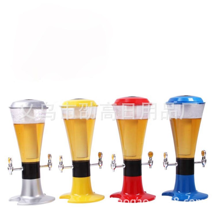 創(chuàng)意新款3L雙龍啤酒機(jī)可加冰冷飲酒炮酒塔酒柱雙頭量酒器大排擋用