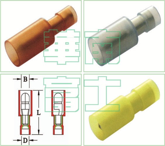 子彈型尼龍NL耐高溫預絕緣端子接線端子母接插端頭加銅套廠家直銷