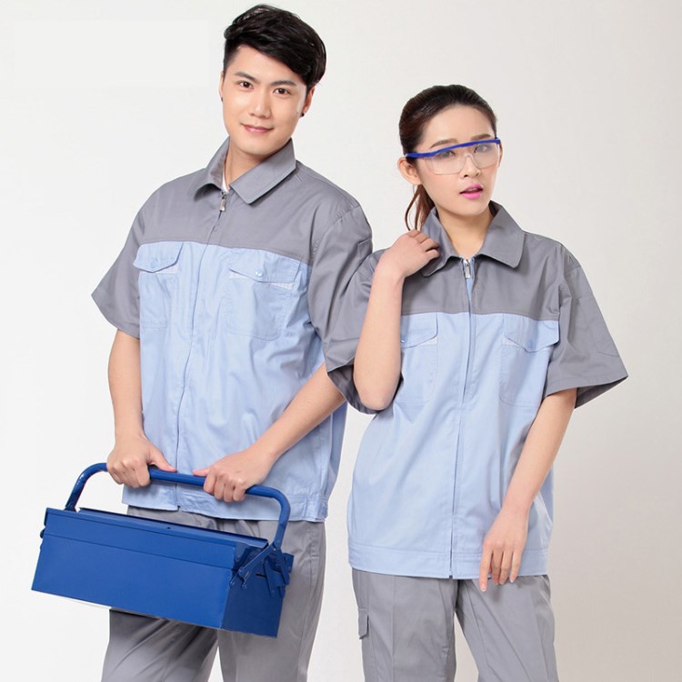定做工廠車間工作服男女短袖電子工程勞保服 廠服定制春夏