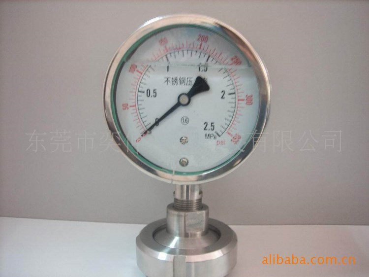 全不銹鋼0-2.5MPA防腐衛生型隔膜壓力表,內螺母型隔膜表