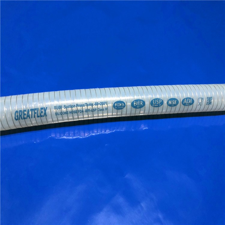 FU00透明鋼絲吸排醫用級耐酸真空抽吸硅膠軟管