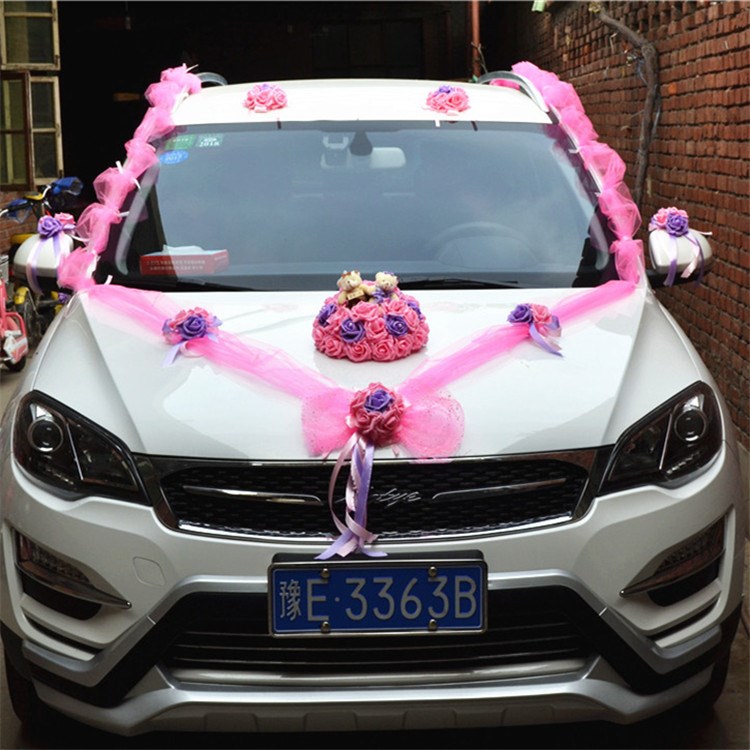 2016新款婚車套餐花車裝飾帶公仔車頭花創(chuàng)意婚車裝飾用品廠家直銷