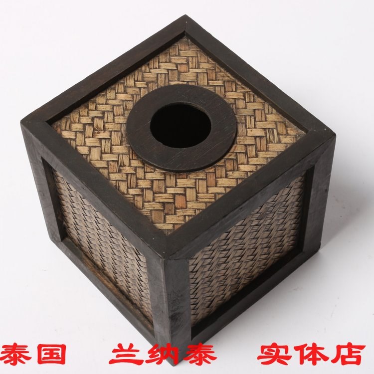 泰國(guó)東南亞/家具飾品/泰國(guó)工藝品/ 藤編卷筒紙巾盒/方紙巾盒