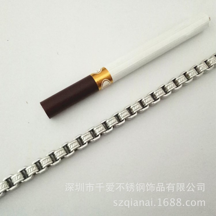 千愛鈦鋼首飾 長城紋方珍珠項鏈 銀色 金色 亞馬遜貨源 廠家直銷