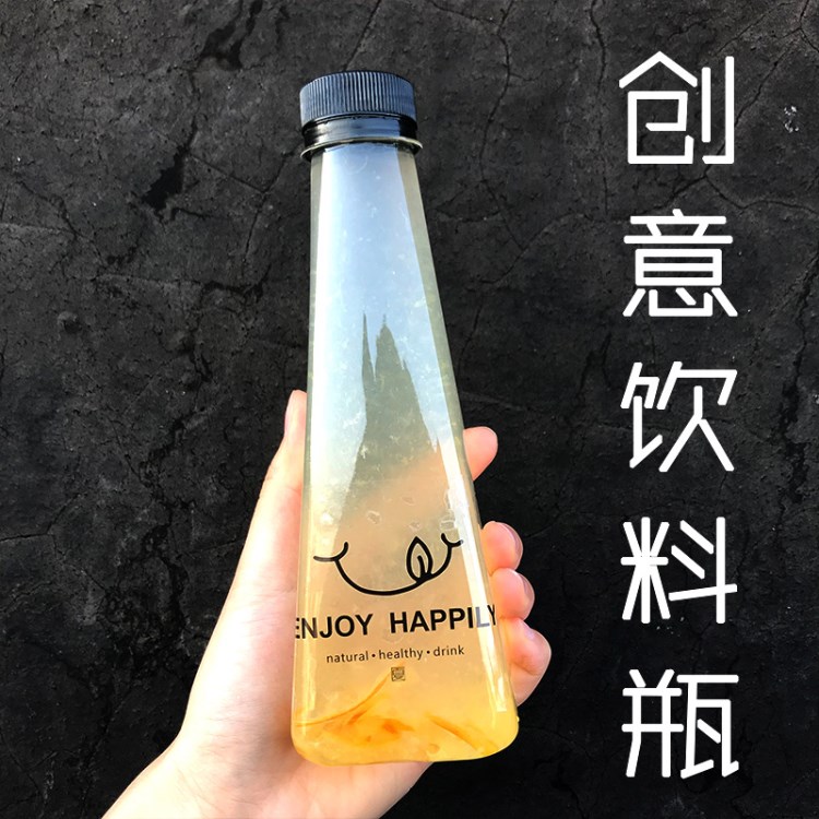 300ml 创意冷饮瓶食品级PET塑料瓶奶茶瓶 打包果汁瓶 花茶凉茶瓶