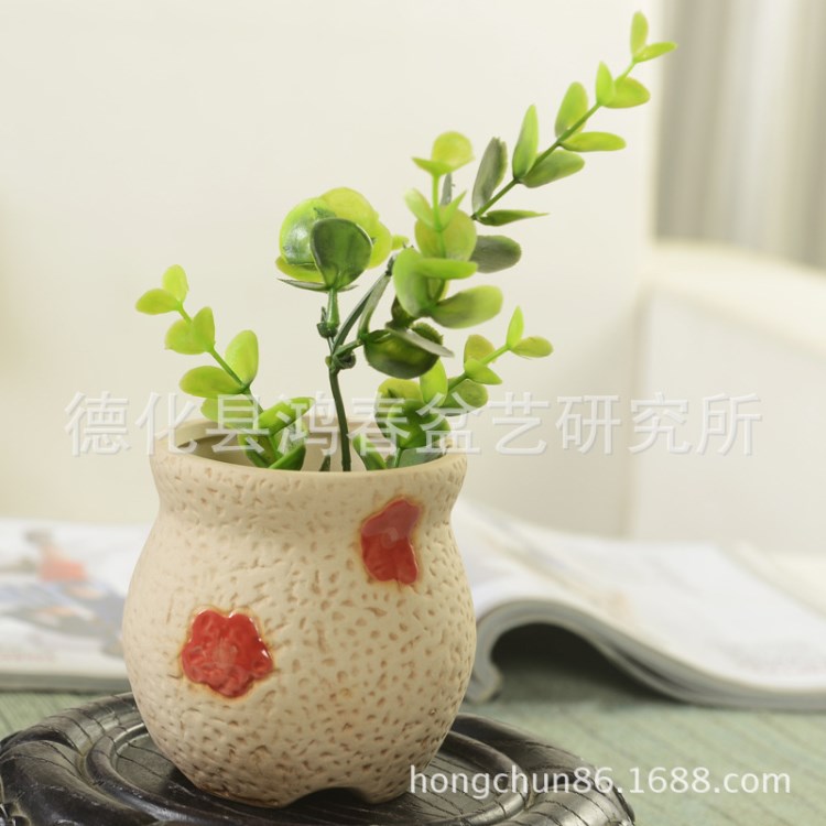 植物創(chuàng)意粗陶瓷器韓國(guó)多肉陶瓷花盆 陶瓷工藝品家居擺設(shè)花盆批發(fā)