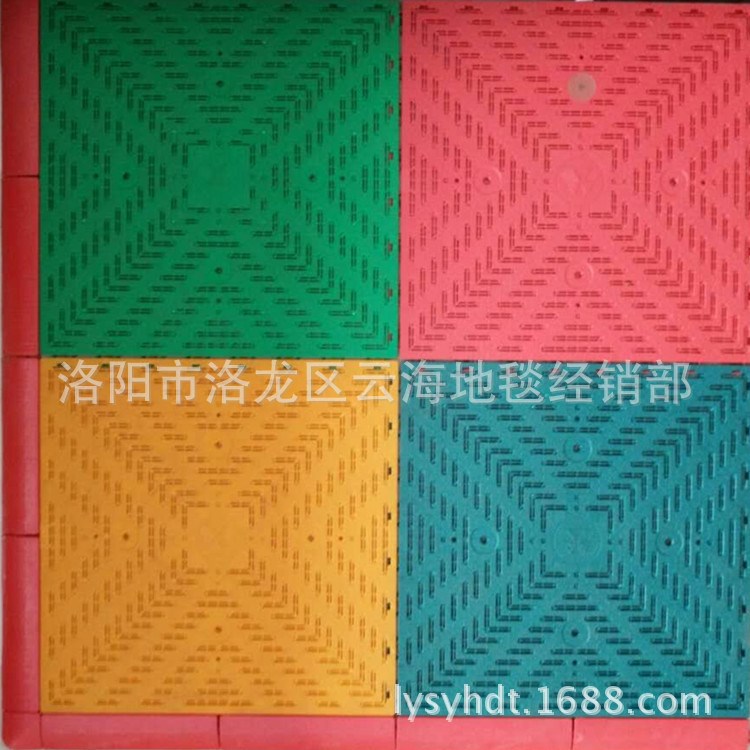 彩色懸浮拼裝運動地板皮紋直孔大地板500*500*13