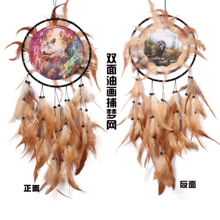 MS6848新品印第安風格捕夢網油畫手工制作家居裝飾壁飾壁掛