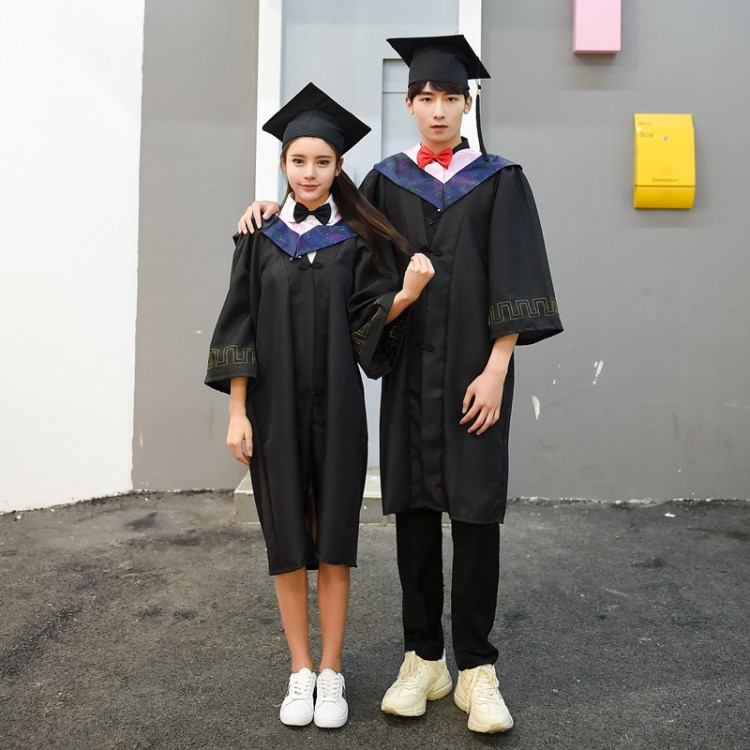 学士服厂家直销灌云学位服文科垂布帽大学生硕博士表演班服假领子