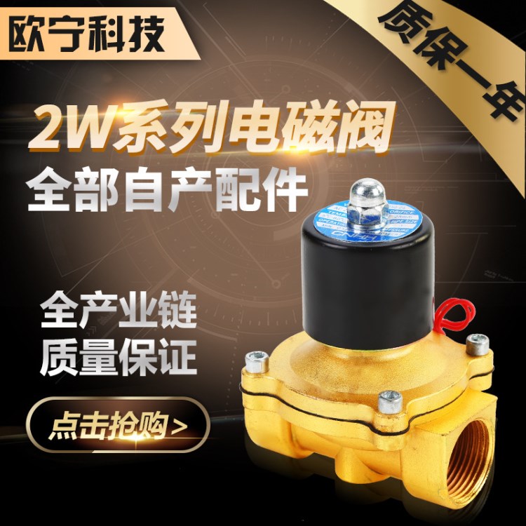 廠家直銷2W250-25黃銅水閥 1寸DN25鋁合金兩通直動式電磁閥