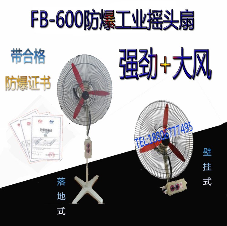 厂家直销FB-600防爆工业摇头扇防爆壁式、落地式摇头扇220V\380V