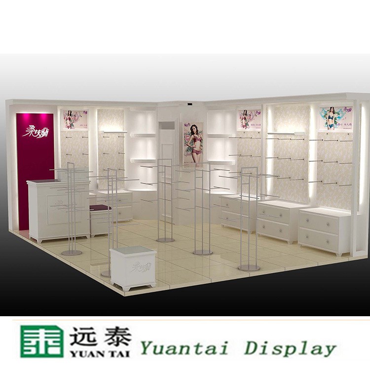 品牌內(nèi)衣店面展柜布局圖|不銹鋼A柱調(diào)節(jié)層板內(nèi)衣服飾展柜G-B227