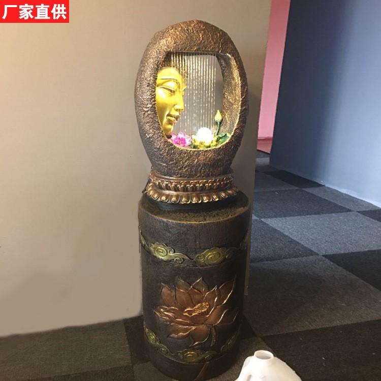 東南亞佛像流水噴泉客廳禪意擺件水景加濕招財開業(yè)禮品工藝品風水