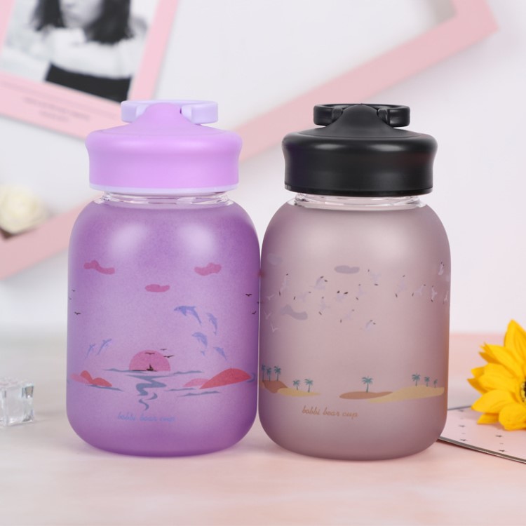 加熱漸變色玻璃杯波比熊韓版女生花茶杯創意手機支架爆款水杯