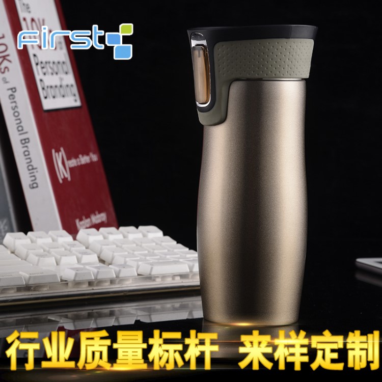 爆款一鍵飲水雙層不銹鋼創(chuàng)意禮品杯真空保溫杯定制車載汽車杯