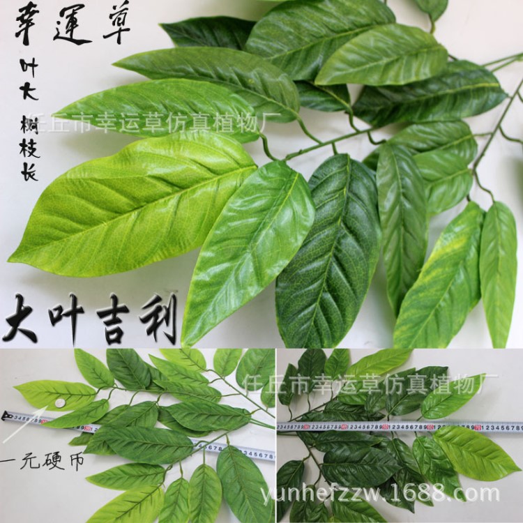 仿真樹枝 大葉子 吉利葉片發(fā)財葉裝飾diy舞臺布置道具背景假樹