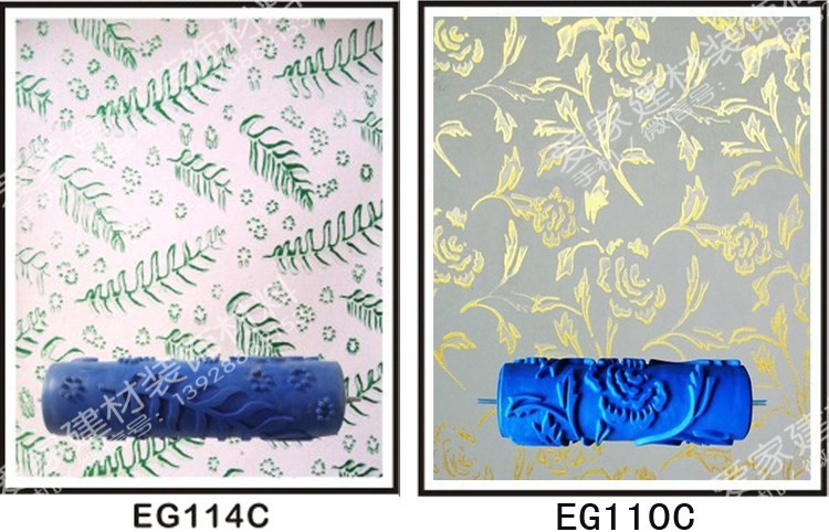 7寸滾筒橡膠印花滾筒刷液體壁紙漆滾花印花模具液體墻刷墻工具