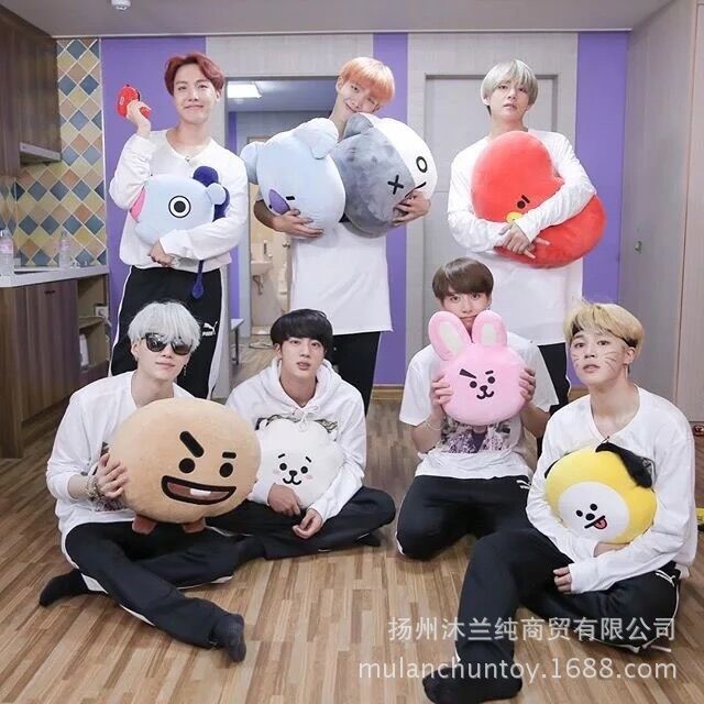 BTS防彈少年團(tuán)BT21玩偶金泰亨V同款TA愛心抱枕毛絨玩具二次元周邊