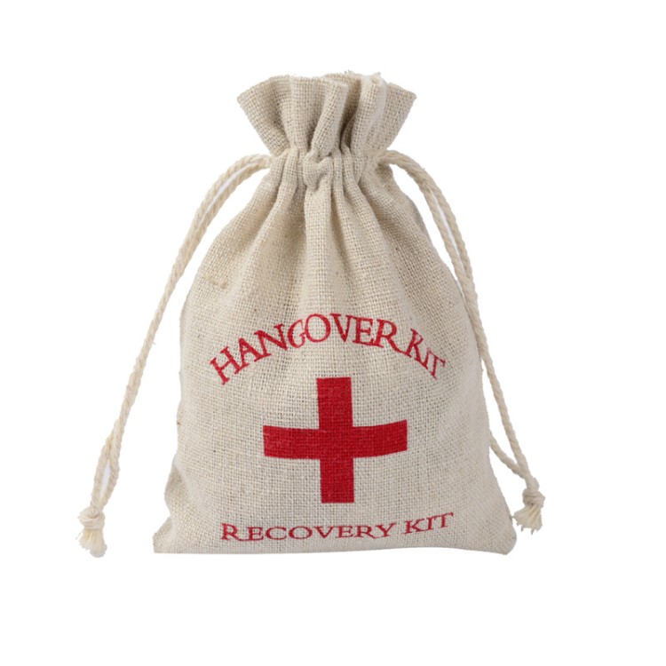 棉麻布包裝袋 紅十字宿醉工具包 Hangover Kit Bags 棉布袋 現(xiàn)貨