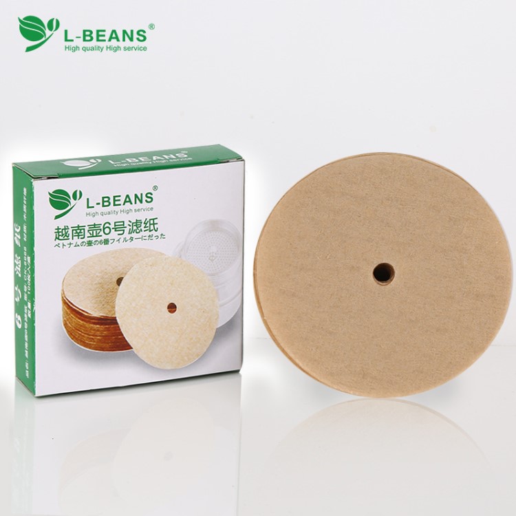 L-BEANS咖啡壺濾紙 越南壺6號濾紙100片原木質(zhì)纖維無漂白過濾紙