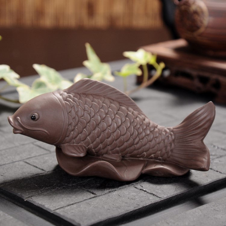 宜興紫砂茶寵精品 年年有魚(yú)紫砂茶寵 茶具茶盤(pán)擺件批發(fā)