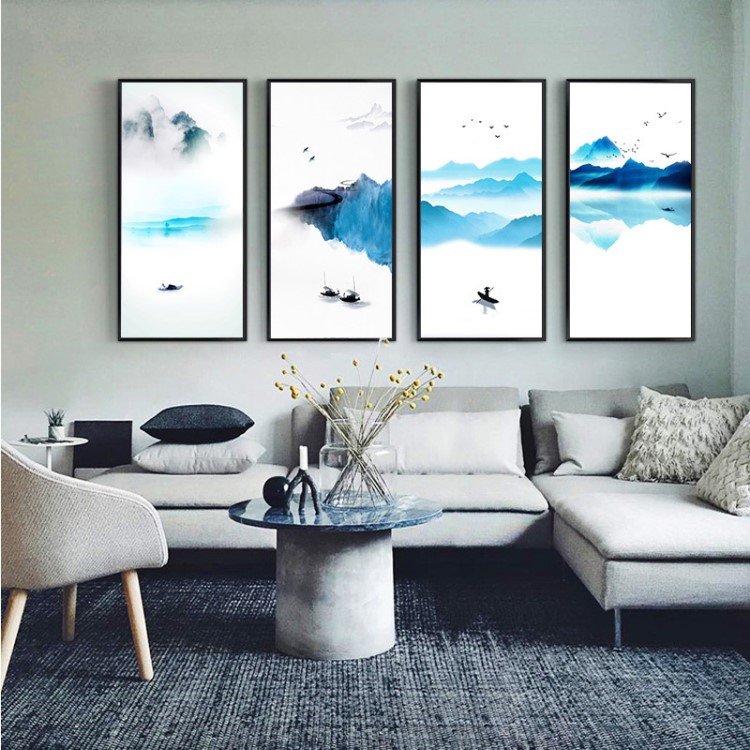 簡約派 玄關裝飾畫定做現代簡約晶瓷畫客廳掛畫辦公室山水畫