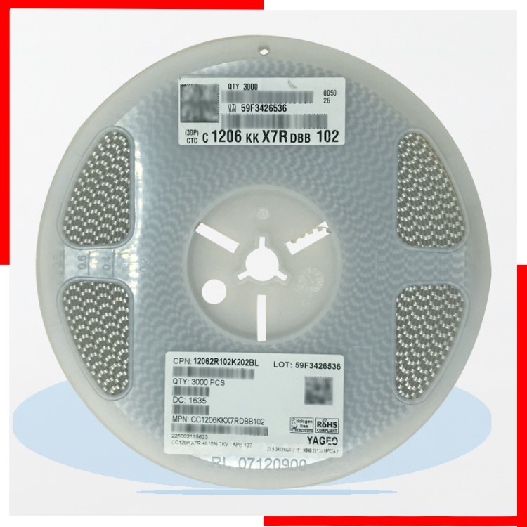國巨貼片電容 高壓陶瓷電容 C1206KKX7RDBB102 1206 102K 1nF 2KV