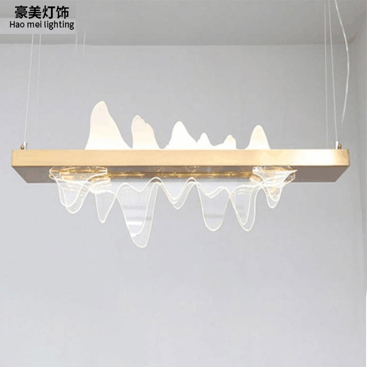 后現(xiàn)代設計師新中式創(chuàng)意餐廳燈吊燈現(xiàn)代簡約古典中國風長方形燈具