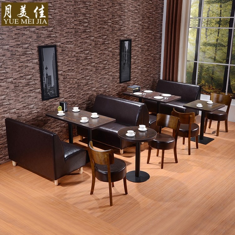 甜品奶茶店西餐廳靠墻卡座沙發桌椅組合咖啡廳小吃休閑吧皮藝沙發