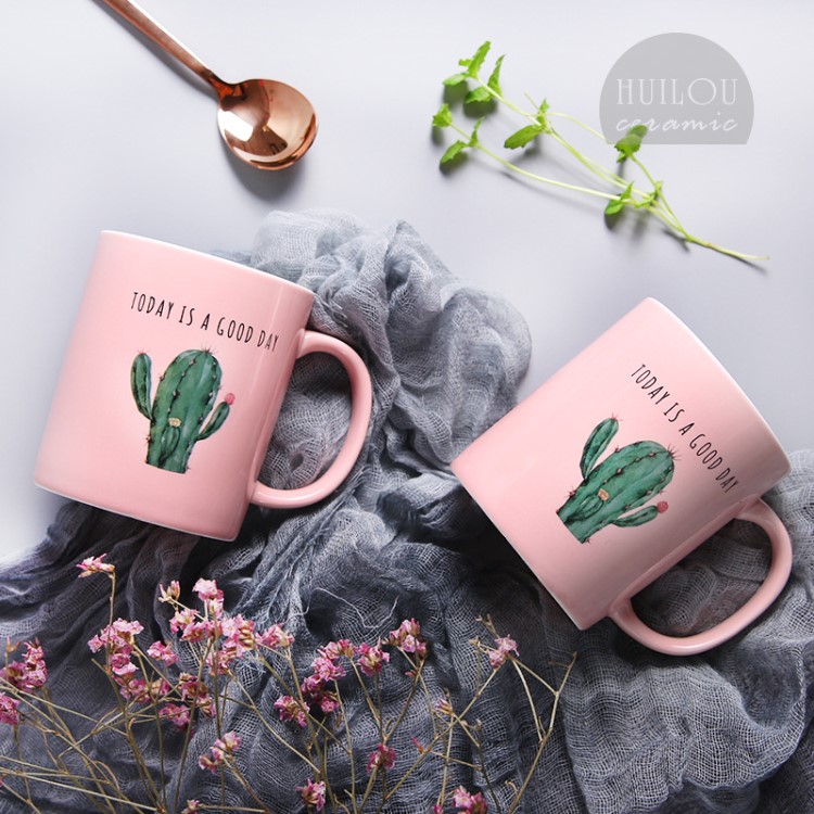 陶瓷水杯馬克杯創意植物仙人掌情侶咖啡杯北歐辦公牛奶杯子陶瓷