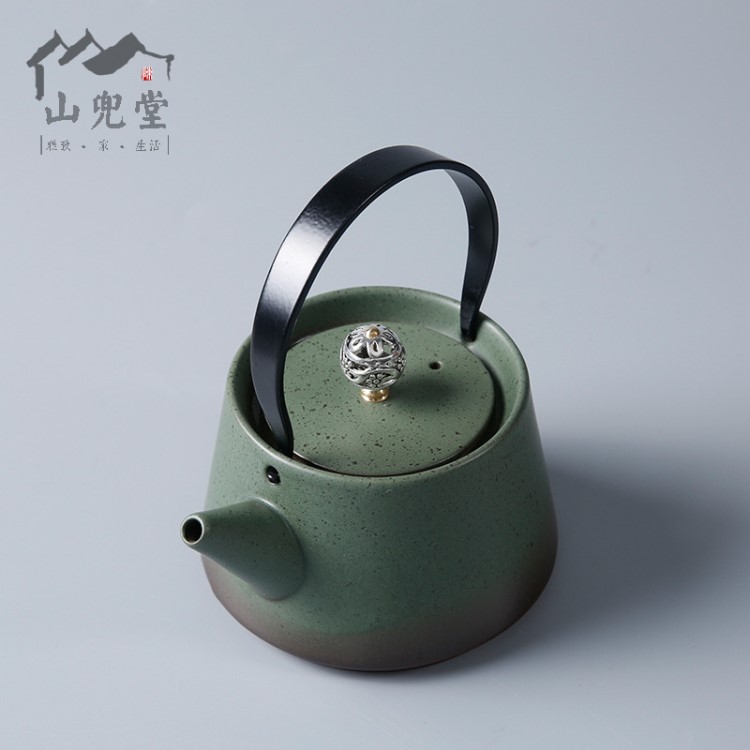 日式提梁壶手工粗陶茶壶景德镇陶瓷功夫茶具窑变泡茶器礼品定制