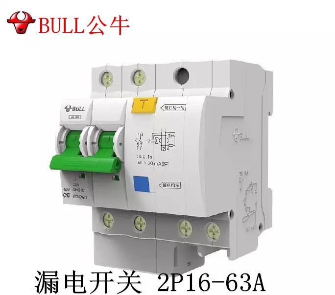 BULL公牛2P漏电保护器空气开关 智能断低压小型断路器LE-63C