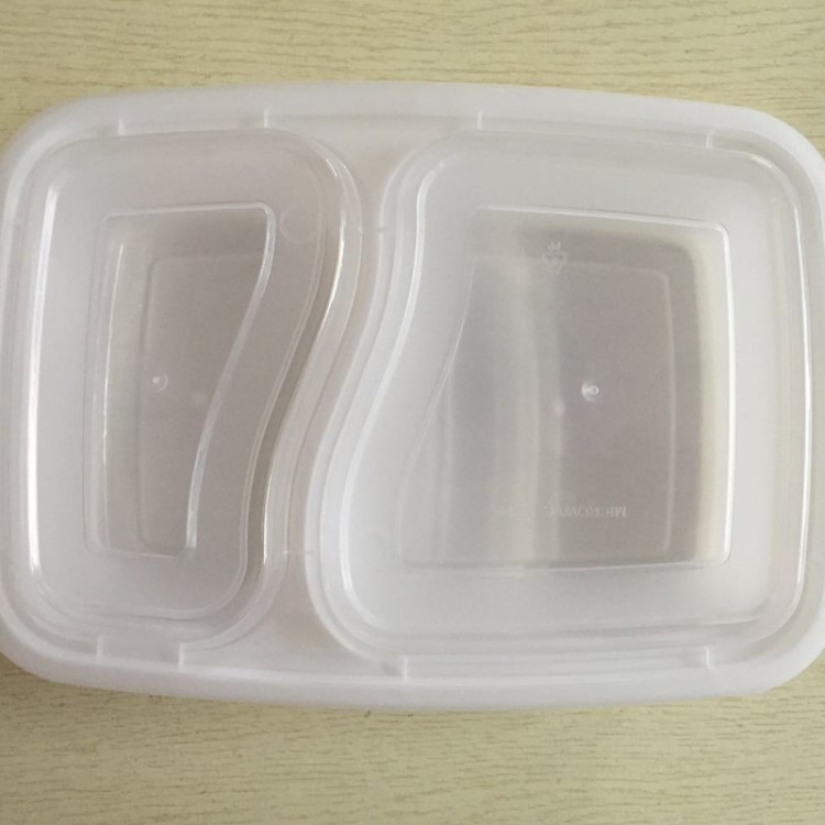 一次性餐具外賣打包盒飯盒塑料PP美式6828雙格方盒酒店連鎖餐廳