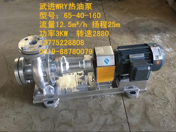 常州市武进WRY小型高温导热油泵耐腐蚀噪音低3KW65-40-160