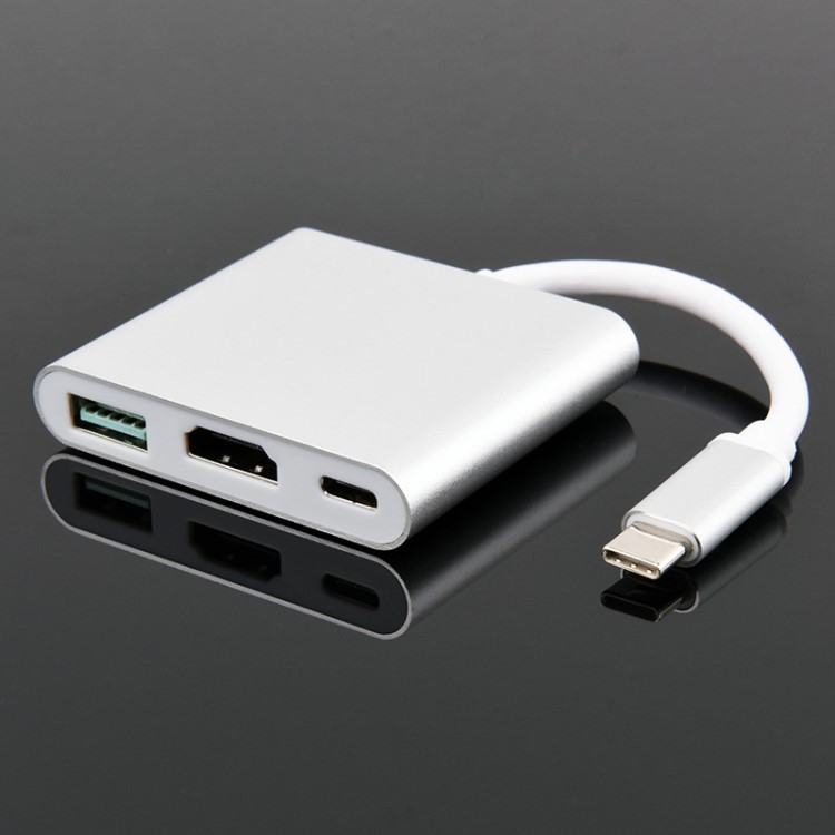 廠家直銷type-c轉(zhuǎn)hdmi三合一 type-c轉(zhuǎn)usb type-c to hdmi轉(zhuǎn)換器