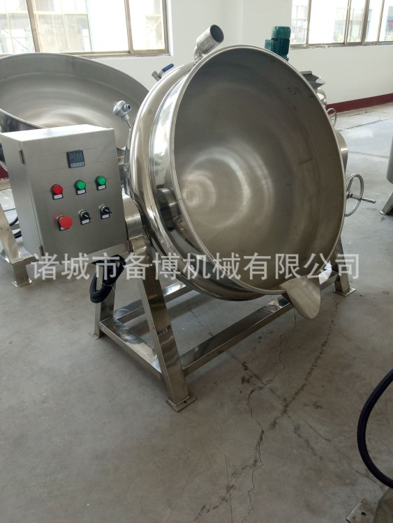 供應諸城備博機械炒鍋 不銹鋼夾層鍋 帶攪拌食堂專用炒菜鍋