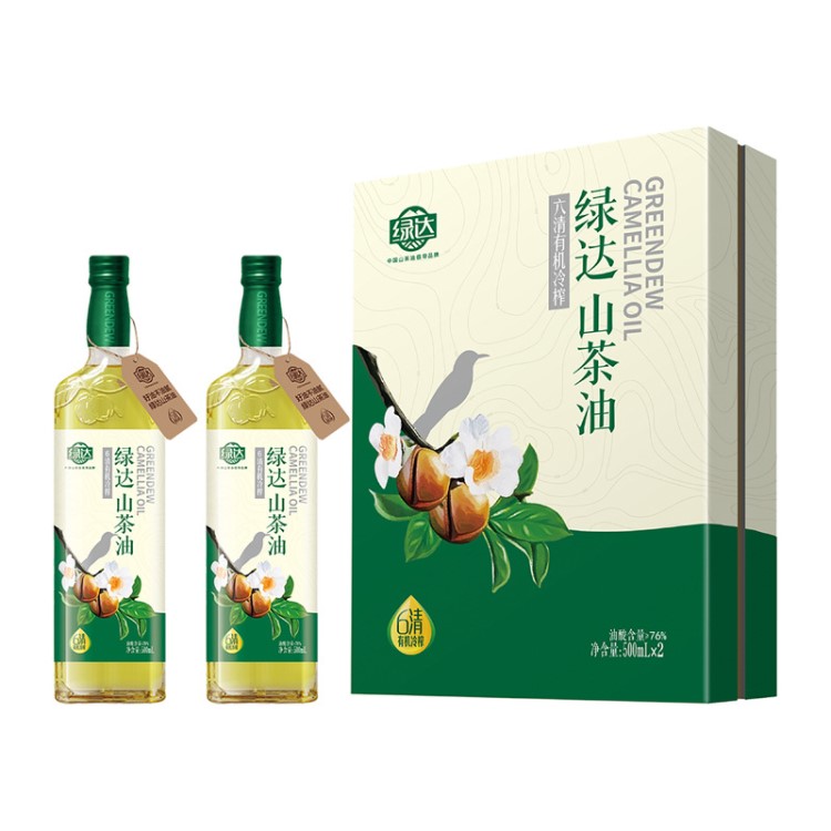 茶油批發(fā)綠達(dá)壓榨山茶油500ml*2禮盒裝 食用油植物油節(jié)日禮品禮盒