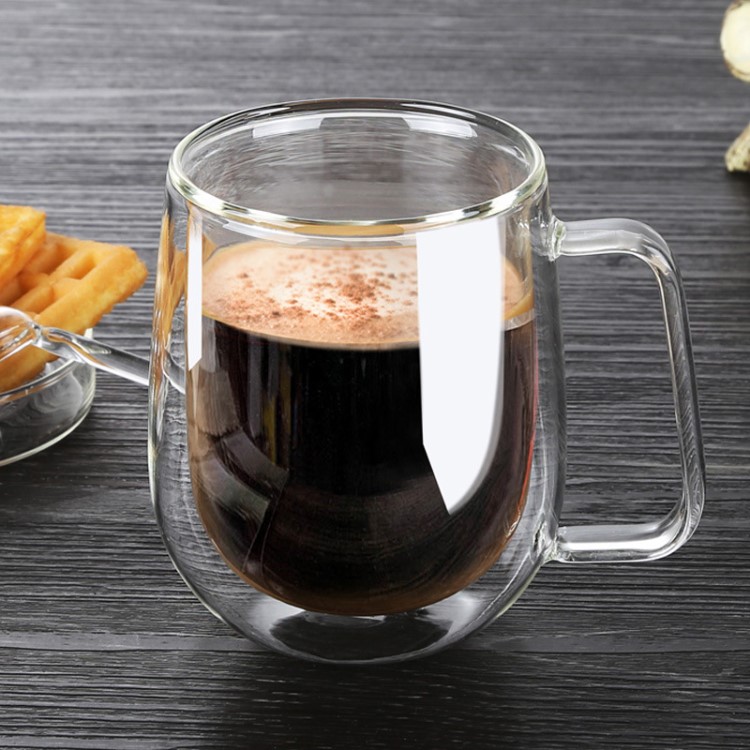 明尚德創意玻璃杯 雙層咖啡杯馬克杯 跨境定制批發玻璃水杯