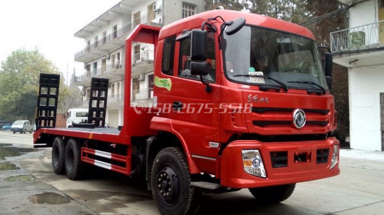 平板車 東風(fēng)后雙橋平板運(yùn)輸車 國(guó)五 程力平板車廠家 挖機(jī)平板拖車