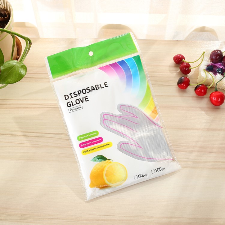 2018新款一次性手套pe透明家用食品家用手套無塵防護一件代發