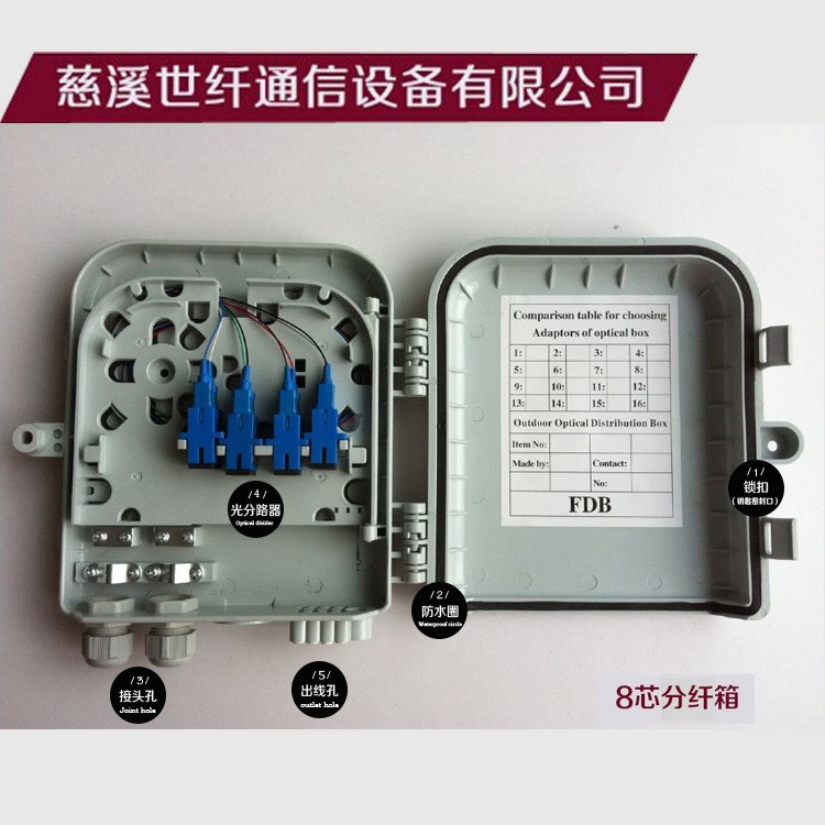 FDB光纖分纖箱|FDB分線盒FTTH光分路器箱8芯光纜分光分纖箱