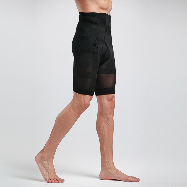 男士高腰收腹褲短款高彈透氣束身運動功能五分塑身褲緊身收胃K16