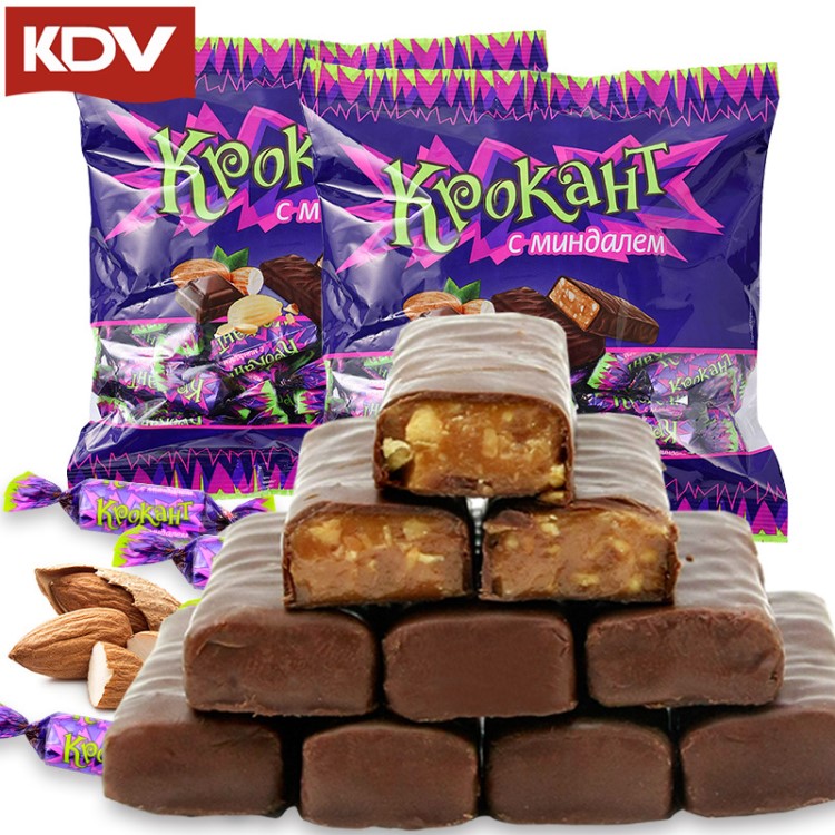 kdv俄羅斯紫皮糖kpokaht夾心巧克力500g 零食喜糖果散裝批發