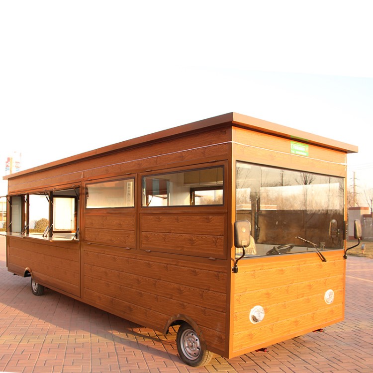 復(fù)古木屋多功能餐車 四輪電動(dòng)小吃車流動(dòng) 冰淇淋美食車房車 油炸