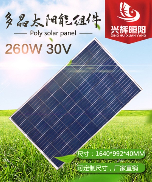 太阳能发电板组件260W30V多晶层压板光伏屋顶 发电站 发电系统